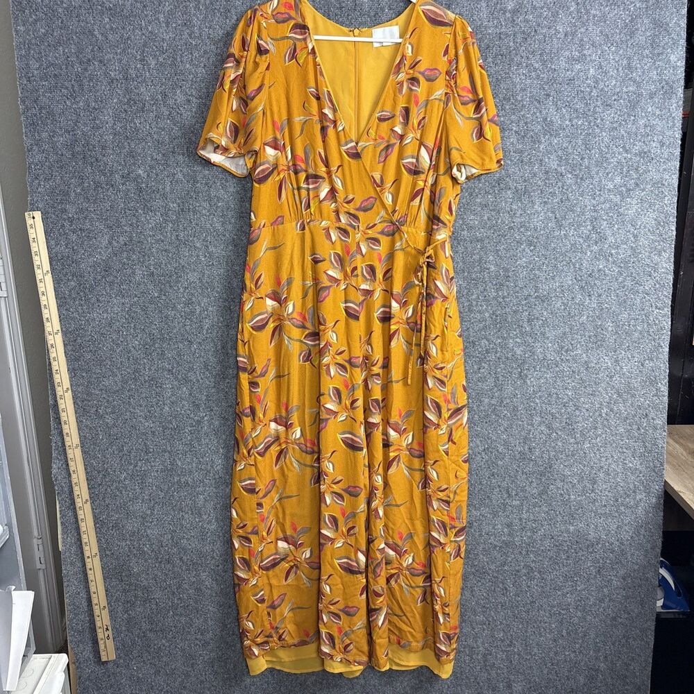 Greylin Anthropologie Lisette Wide Leg Jumpsuit Womens Size L Yellow Boho Retro